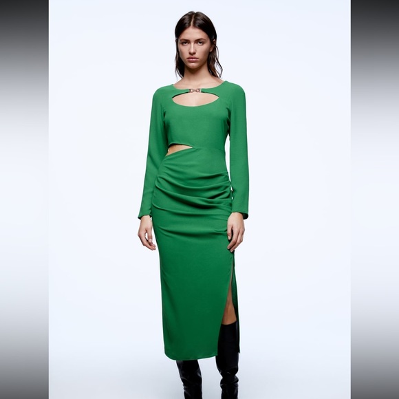 Zara green dress with cut outs - Picture 1 of 4